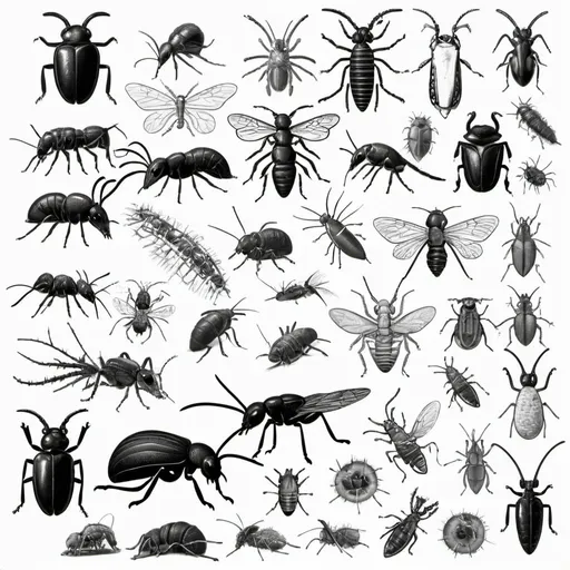 Prompt: black and white clip art depicting pests and diseases geared for elementary school kids