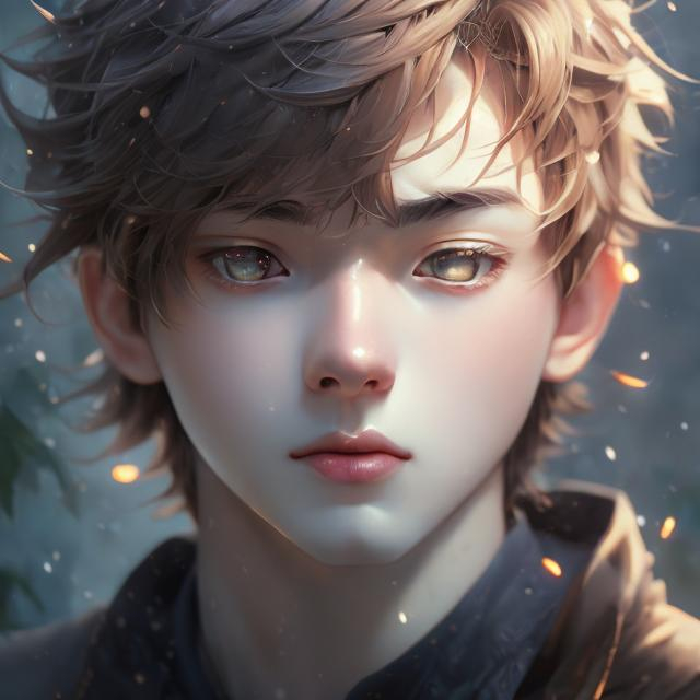 Prompt: Closeup portrait of Riou , dreamy eyes, detailed hair, soft lighting, smooth skin, digital painting, symmetrical, Makoto Shinkai style, Artgerm influence, highres, ultra-detailed, anime, digital painting, soft lighting, detailed eyes, symmetrical