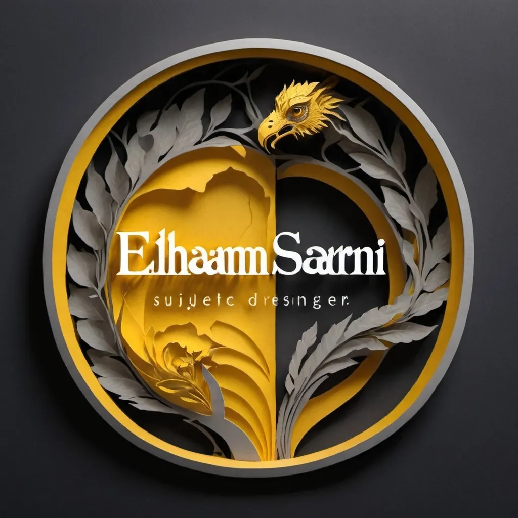 Prompt: یه لوگو واسه شغل طراح گرافیک  لوگو  به رنگ طوسی زرد به نام برند  Elham Sarani