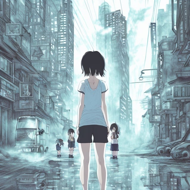 Prompt: cityscape, studio ghibli, illustration
Silent hill 3 otherworld, heather mason posing infront of a mirror