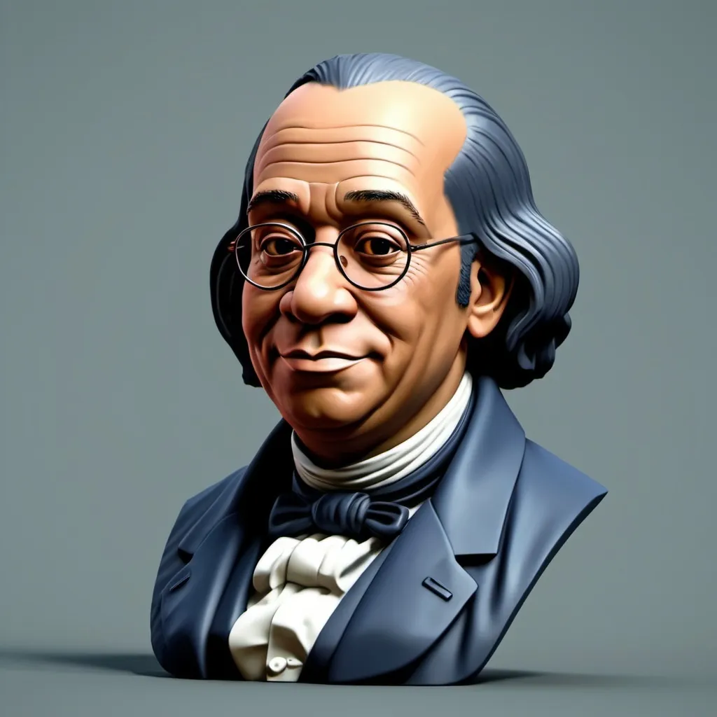 Prompt: CREA UN'IMMAGINE DI BENJIAMIN FRANKLIN IN STILE COMPUTRE GRAFICA 3D