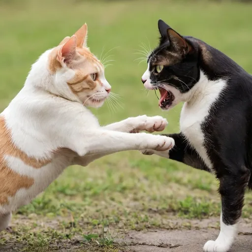 Prompt: a dog and cat fighting

 