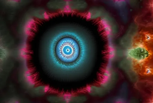 Prompt: 4k high resolution image of, Mandelbrot set overlapping human eye, wallpaper,  high detail.
 