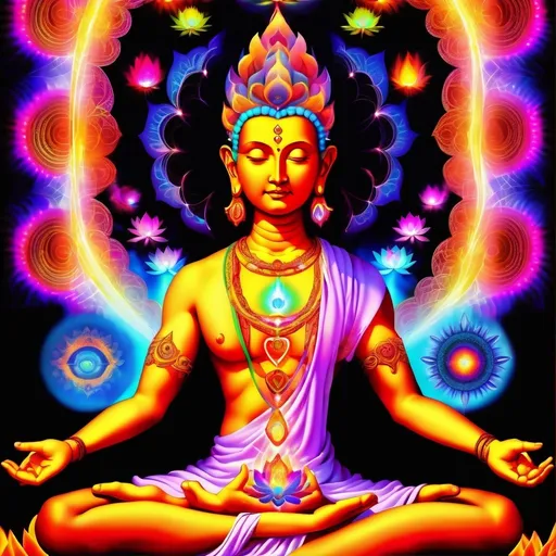 Bodhisattva opening chakras, digital art, vibrant en...