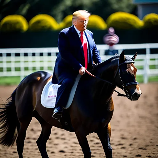 Prompt: Donald Trump riding a horse