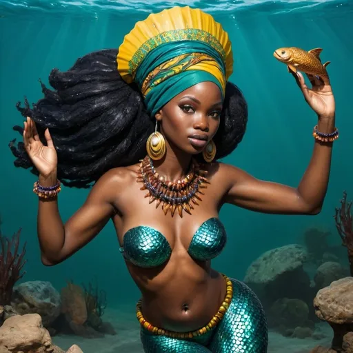 Prompt: African mermaid