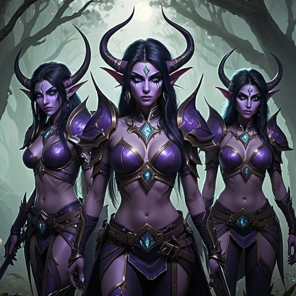 Prompt: an army of night elves rangers
fantasy