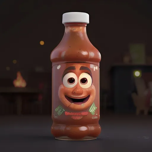 Prompt: Create a Pixar cartoon about a barbecue sauce, trying to survive Christmas dinner,