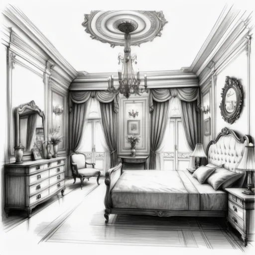 Prompt: Classic Style Interior Design
Architectural Sketch Hand Drawing Pencil Expressing Style
For Bedroom