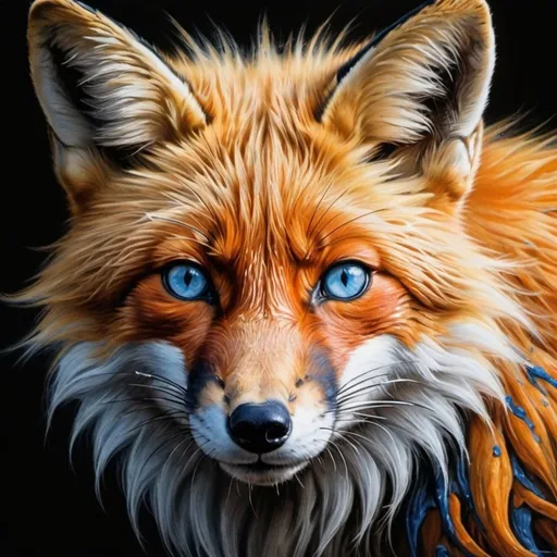 Prompt: a painting of a red fox with blue eyes and a black background with a black background and a white border, Daniel Lieske, photorealism, highly detailed digital painting, an airbrush painting


a drawing of a fox with blue eyes and a long mane, looking straight ahead, with a white background, Bernd Fasching, photorealism, realistic shaded, a charcoal drawing


a painting of a colorful abstract design with a blue eye and yellow and orange swirls on it's face, Android Jones, psychedelic art, lovecraftian, an airbrush painting