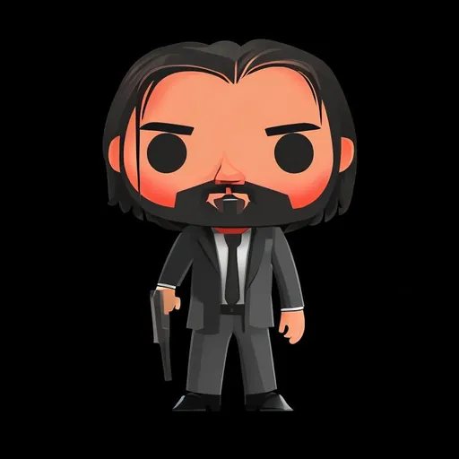 Prompt: mini john wick with red background 