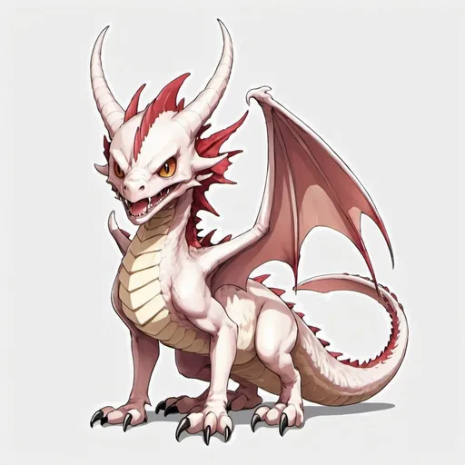 Prompt: anime illustration of an ear wyvern, high quality, full body, anime, playful, cute, white background