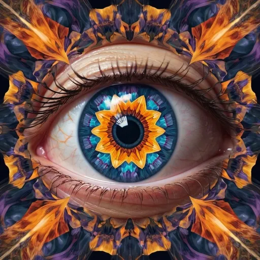 Prompt: Abstract art human eye with a kaleidoscope as the iris 
