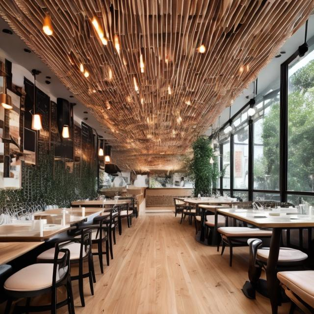 Prompt: an Inclusive modern restaurant interior. that is aesthetic
