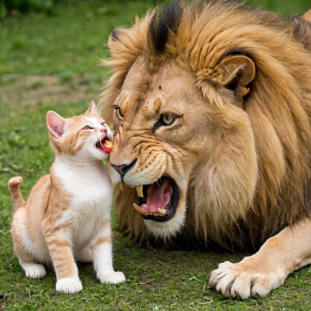 Prompt: Cat eat a lion 