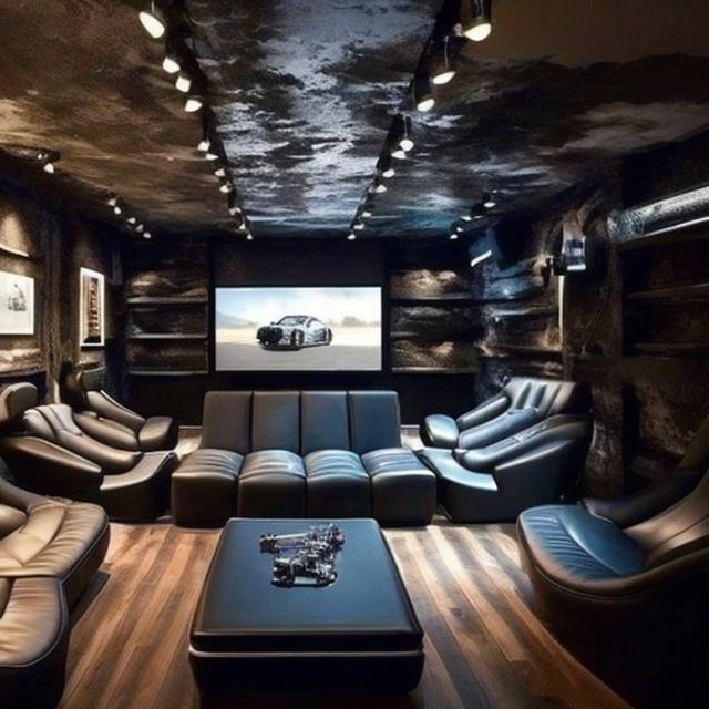 Prompt: Create a car themed man cave