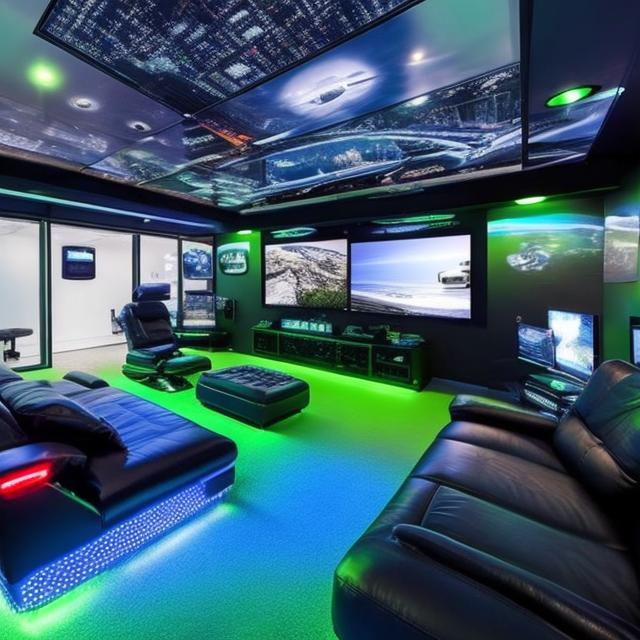 Prompt: Create a high-tech man cave