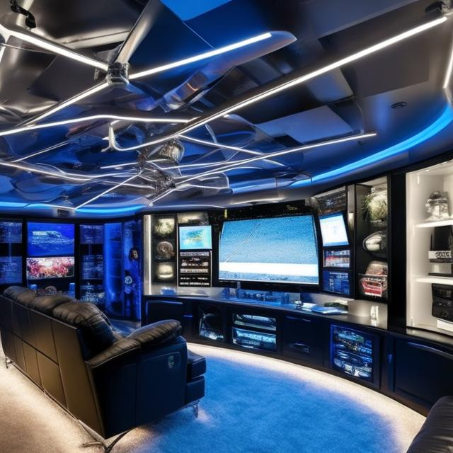 Prompt: Create a high-tech man cave