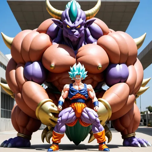 Prompt: bullma posando con tetas grandes con el dragon xenron de dragon ball