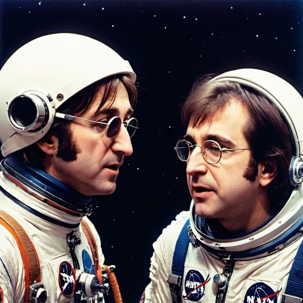 Prompt: john Lennon and peter Gabriel in space