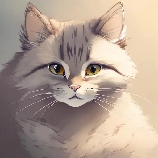 Prompt: High quality, detailed illustration of a serene cat, soft brushstroke style, calm and peaceful atmosphere, pastel color tones, gentle lighting, fluffy fur with subtle highlights, traditional art medium, serene expression, delicate whiskers, professional, elegant, cat, serene, pastel tones, gentle lighting, soft brushstroke style, traditional art, detailed fur, peaceful atmosphere