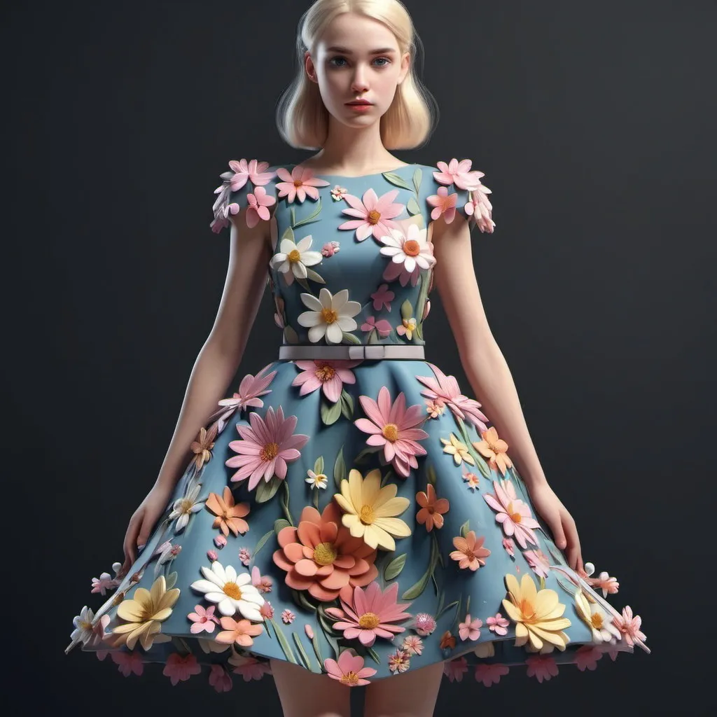 Prompt: flowery dress in 3D