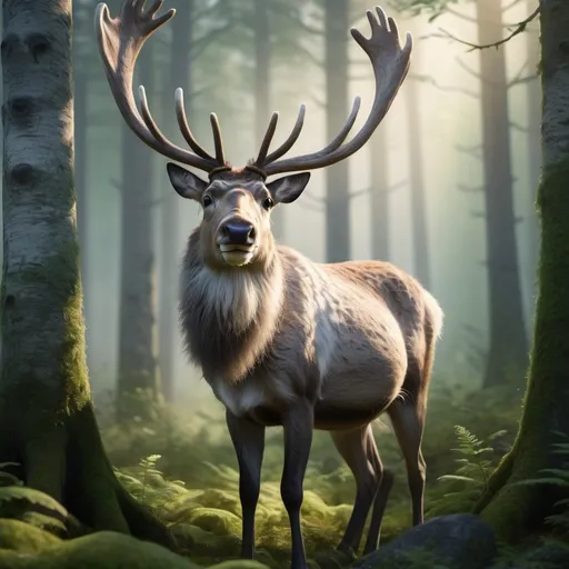 Prompt: “A photo of a reindeer in a forest