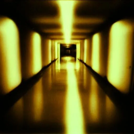 Prompt: blurry hallway with a breathtaking light at the distance, dreamcore aesthetics, liminal, 1993 polaroid effect, ambient.