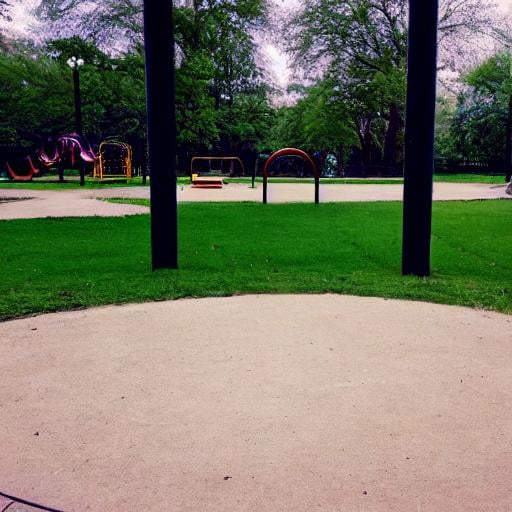 Prompt: empty park playground at the afternoon,weirdcore, liminal.
