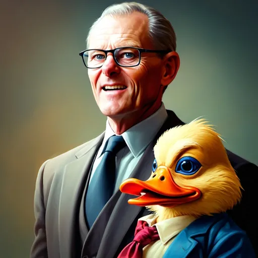 Prompt: Portrait of a man with Howard the Duck