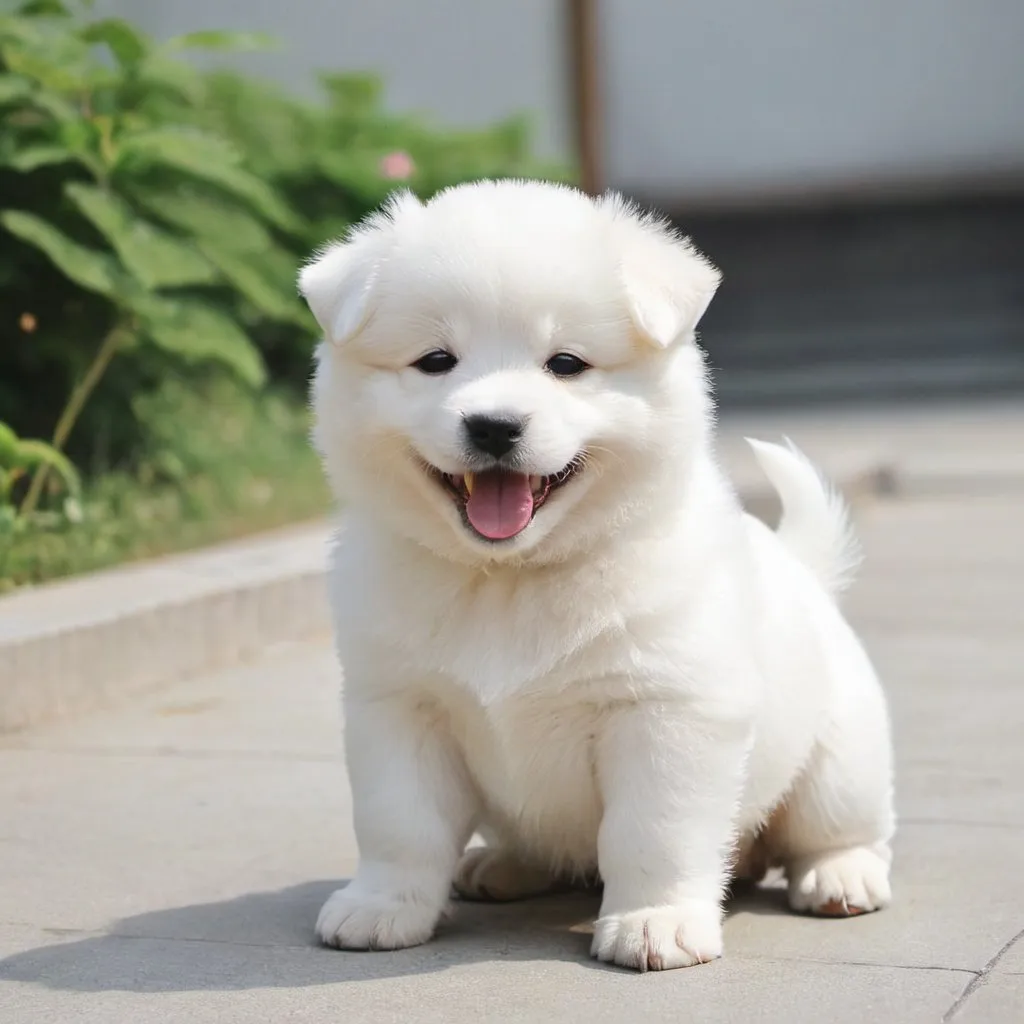 Prompt: happy puppy,cute,white,korea