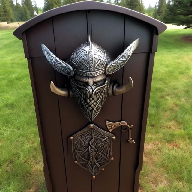 Prompt: Viking themed mailbox