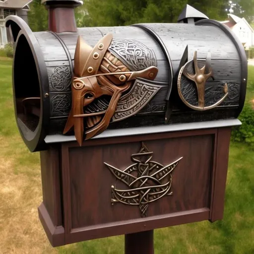 Prompt: Viking themed mailbox