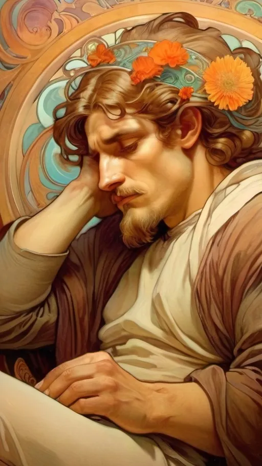 Prompt: Renaissance painting of a man filled with never ending thoughts