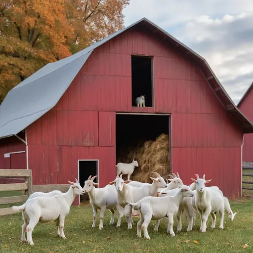 Prompt: A barn with goats