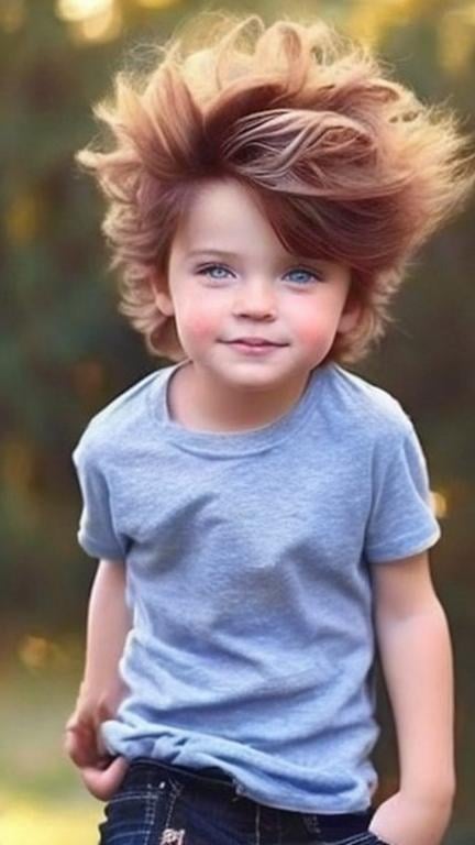 Prompt: I want a beautiful boy hair for the kid in the picture 