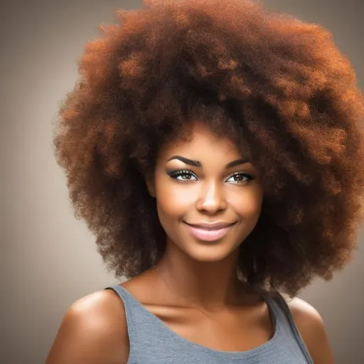 Prompt: Beautiful woman African-American with headshot afro