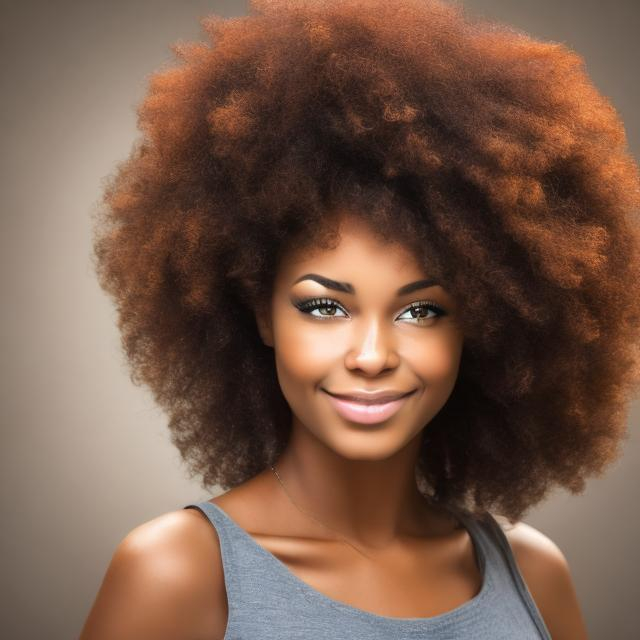 Prompt: Beautiful woman African-American with headshot afro