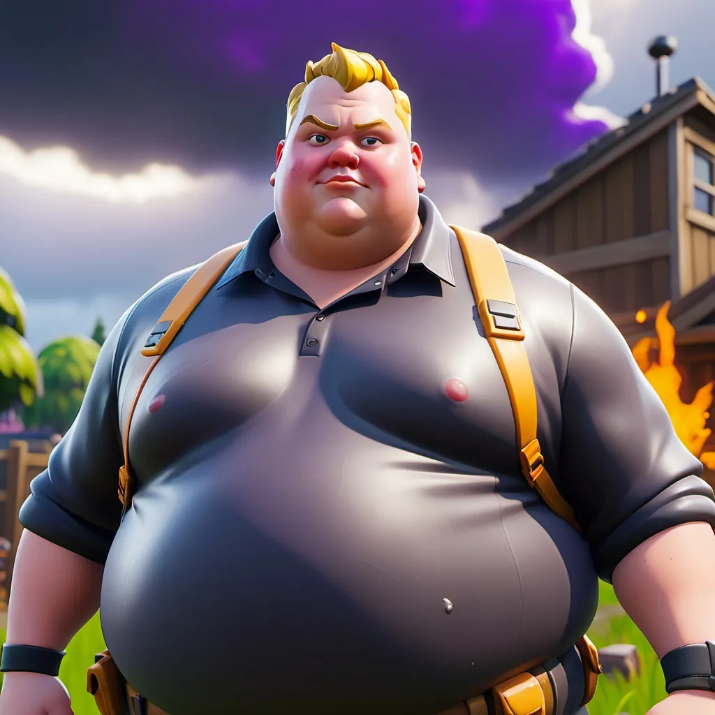 Prompt: fat boy in the fortnite storm