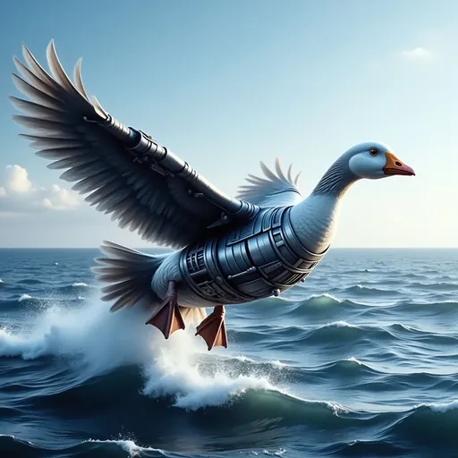 Prompt: c0a24adc is flying in the sea ocean 