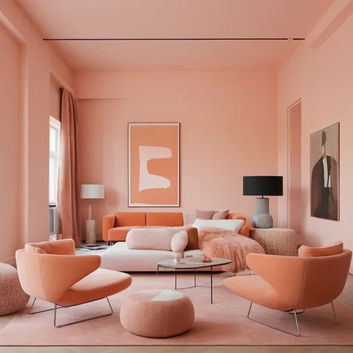 Prompt: peach fuzz colored modern interior