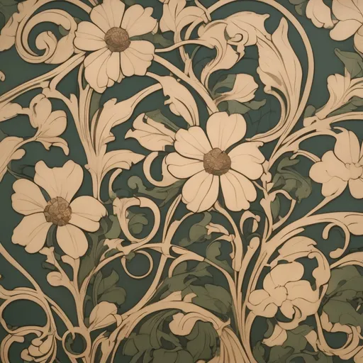 Prompt: Intricate Art Nouveau design featuring stylized flowers, leaves, and vines. Emphasizes curving, flowing lines and asymmetry, capturing the essence of the late 19th and early 20th centuries.