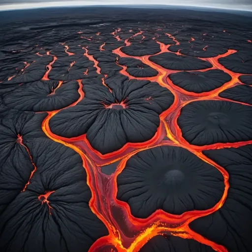 Prompt: A drone shot of the earth billions of years ago no life just lava