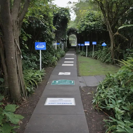 Prompt: Pathway with signage