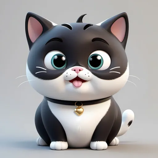 Prompt: cute fat black and white cat cartoon 3D