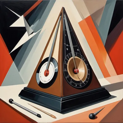 Prompt: Futurism painting of a distorted metronome