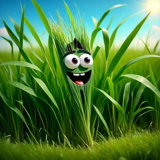 Prompt: <mymodel> A blade of grass dancing with friends