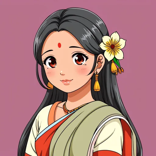 Prompt: Cute Assamese woman in anime style