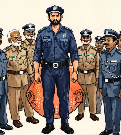 Prompt: Actor Prabhas as Indian police