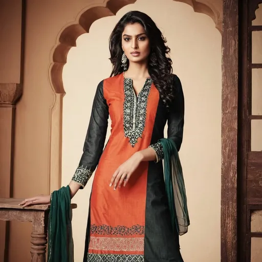 Prompt: Indian Model wearing ethic salwaar kameez